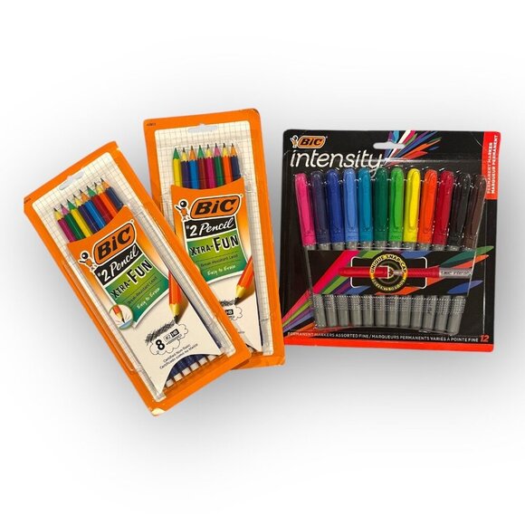 BIC Intensity Permanent Markers 2 Xtra Fun Pencils Sets - Picture 1 of 7